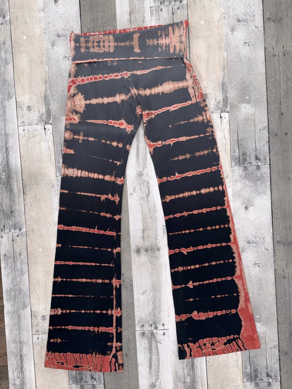Hard Tail Fold Over Flare Tie Dye Soft Y2K Boho Pull On Yoga Pants M